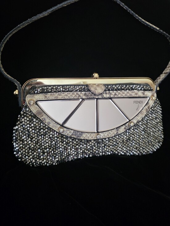 Fendi Handbags - ULTRA RARE Vintage Fendi Crystal Mirror Bag Python